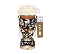 GuoChe Vasos de café con diseño de pájaro de fútbol 2026, taza de café para llevar con tapas, taza de café aislada de acero inoxidable para bebidas frías y calientes, 17 onzas