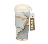 GuoChe Vasos de café de viaje con tapa, de acero inoxidable, aislados para bebidas frías y calientes, 481.9 g, a prueba de fugas