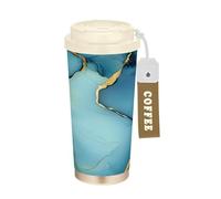 GuoChe Vasos de café de viaje con tapa, de acero inoxidable, aislados para bebidas frías y calientes, 481.9 g, a prueba de fugas