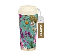 GuoChe Vasos de café de viaje con tapa, de acero inoxidable, para bebidas calientes y frías, 17 onzas, a prueba de fugas