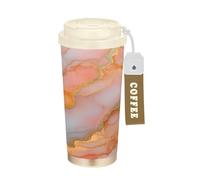 GuoChe Vasos de café de viaje con tapa de acero inoxidable para bebidas frías y calientes, 481.9 g, a prueba de fugas