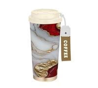GuoChe Vasos de café de viaje para mujer, con tapas, de acero inoxidable, para bebidas calientes y frías, 481.9 g, a prueba de fugas
