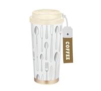 GuoChe Vasos de café minimalistas plateados para viajes, taza con tapas, taza térmica de acero inoxidable para bebidas frías y calientes, 481.9 g, a prueba de fugas