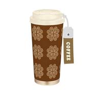 GuoChe Vasos de café vintage de viaje de cuatro hojas con tapa, taza aislada de acero inoxidable para el trabajo, bebidas frías y calientes, 481.9 g, a prueba de fugas