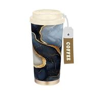 GuoChe Vasos de viaje de mármol negro y blanco para café con tapas, taza de acero inoxidable aislada para frío y caliente, 17 onzas, a prueba de derrames