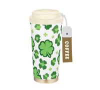 GuoChe Vasos de viaje de trébol de San Patricio de tamaño mixto para hombres, taza de café con tapa, taza de café aislada de acero inoxidable para bebidas frías y calientes, 17 onzas