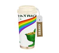 GuoChe Vasos de viaje para café y café con tapa de acero inoxidable para bebidas frías y calientes, 17 onzas