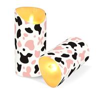 GuoChe Velas LED de mesa de Navidad con temporizador de 2/4/6/8 horas, velas realistas de batería parpadeantes para iglesia, patrón de impresión de vaca simple, ilustración vectorial sobre un fondo