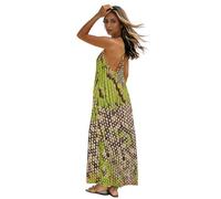 GuoChe Vestido camisola para mujer, sin espalda, para descansar, vestido de playa, Patrón sin costuras de escamas de reptiles verdes, piel de lagarto, XXL