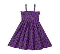 GuoChe Vestido con tirantes de espaguetis para niñas de 2 a 8 años, tela transpirable, Estampado de leopardo, elegante patrón de guepardo, malva de verano, 3 años