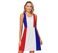 GuoChe - Vestido corto para mujer, corte A de moda, con cuello redondo, talla S, Bandera de las tierras francesas del sur y la antártica, S