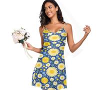 GuoChe Vestido de dormir para mujer, elegante, cuello en V, textura suave, vestido para fiesta, Bird and Rose Old School Tattoo Style American, XXL