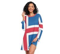 GuoChe Vestido de dormir para mujer, pijama de manga larga, bonito vestido de dormir para niñas y mujeres, cómodo, Bandera de Islandia, S