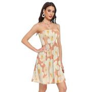 GuoChe Vestido de verano para mujer, casual, sin tirantes, para fiesta, cóctel, Margaritas durazno, Large