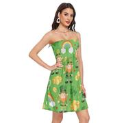 GuoChe Vestido de verano para mujer, casual, sin tirantes, sexy, para mujer, Leprechaun y monedas de oro del día de San Patricio, XXL
