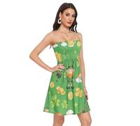 GuoChe Vestido de verano para mujer, suave, casual, elegante, vestido de playa para compras, viajes, playa, Leprechaun y monedas de oro del día de San Patricio, XXL