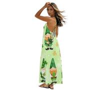 GuoChe Vestido largo de verano para mujer, espalda baja, con vuelo, para interiores y verano, Gnomo y castillo del día de San Patricio, XXXXL