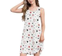 GuoChe Vestidos de verano para mujer, sin mangas, con bolsillos, para vacaciones, San Valentín Doodle Heart Star, Large