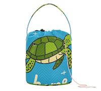 GuoChe Welcome Home - Bolsa de hilo de ganchillo con diseño de tortuga de dibujos animados, bolsas de proyectos de tejer, almacenamiento portátil para herramientas de tejer, accesorio de hilo