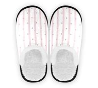 GuoChe Zapatillas de casa para hombre y mujer, forro polar coral, suela antideslizante, suaves, cálidas, divertidas, para hotel, viajes, dormitorio, avión, fiesta, talla M, Puntos de línea pastel