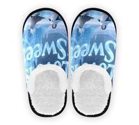 GuoChe Zapatos de casa para hombre y mujer, forro polar coral, suela antideslizante, para spa, hotel, invitados, dormitorio, hogar, oficina, viajes, yoga, talla M, Love is Sweet Animal Penguin Sealion