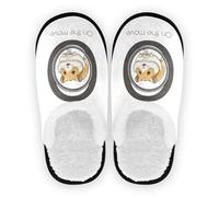 GuoChe Zapatos de casa para hombre y mujer, forro polar mullido, suela antideslizante, ligeros, para casa, interiores, talla M, Gráfico de letra O en movimiento de hámster, Large