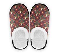 GuoChe Zapatos de casa para hombre y mujer, forro polar mullido, suela antideslizante, zapatos de casa suaves para interiores y exteriores, invierno, dormitorio, talla M, Coronas y velas doradas a