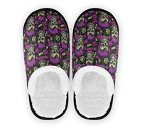 GuoChe Zapatos para el hogar para hombre y mujer, forro polar mullido, suela antideslizante, cómodas pantuflas para dormitorio, hogar, oficina, viajes, yoga, talla M, Patrón sin costuras de calavera