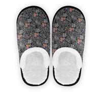 GuoChe Zapatos para el hogar para hombre y mujer, forro polar mullido, suela antideslizante, cómodas pantuflas para dormitorio, hogar, oficina, viajes, yoga, talla M, Patrón gótico de telaraña de