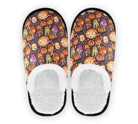 GuoChe Zapatos para el hogar para hombre y mujer, forro polar mullido, suela antideslizante, cómodas pantuflas para dormitorio, hogar, oficina, viajes, yoga, talla M, Comida de Halloween - Patrón