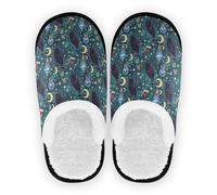 GuoChe Zapatos para el hogar para hombre y mujer, forro polar mullido, suela antideslizante, cómodas pantuflas para dormitorio, hogar, oficina, viajes, yoga, talla M, Patrón sin costuras de gato negro