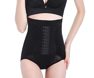 GUOCU 2 en 1 Fajas Postparto Soporte Transpirable Elástico Vientre Recuperación Vientre/Cintura/Pelvis Cinturón Shapewear Braga para Mujer Negro XL