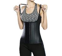 GUOCU Fajas para Mujer Adelgazante Corsé De Abdomen Chaleco Mujer Sin Costura Quema De Grasa Ajustable Recuperación Post-Parto Vientre Cremallera Cinturilla Deportiva Cinturón De Fitness,Negro,XS