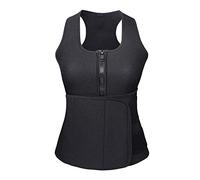 GUOCU Fajas Reductoras Adelgazantes para Mujer Abdominal Camisetas Neoprene Deportes Perder Peso Quema de Grasa Corsé Chaleco Multifuncional Top con Cremallera Negro 3XL