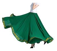 GUOCU Mujer Alinear Falda Brillante de Enagua Larga Cuadrado de Gasa con Columpio Grande Bailarina Maxi Ballet Bailarina Flamenca Falda de Rendimiento de Tribal Ropa Practicar DVerdeSG720 XL