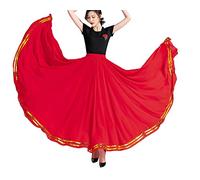 GUOCU Mujer Alinear Falda Brillante de Enagua Larga Cuadrado de Gasa con Columpio Grande Bailarina Maxi Ballet Bailarina Flamenca Falda de Rendimiento de Tribal Ropa Practicar rojoSG720 XL