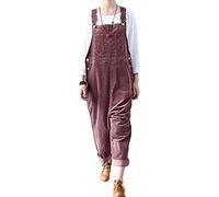 GUOCU Mujer Monos de Pana Playsuit Casual Petos de Pantalones Largo Peto Pana con Bolsillos Baggy Harem Mono Largo Elegante Casual Tirantes Fiesta Oficina Pantalón Moda Jumpsuit S