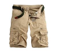 GUOCU Pantalón Corto Deportivo Cargo Shorts Hombres Bermudas Sport Casual Beige 38