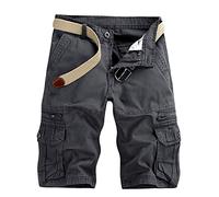 GUOCU Pantalón Corto Deportivo Cargo Shorts Hombres Bermudas Sport Casual Gris Oscuro 38