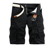 GUOCU Pantalón Corto Deportivo Cargo Shorts Hombres Bermudas Sport Casual Negro 38