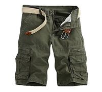 GUOCU Pantalón Corto Deportivo Cargo Shorts Hombres Bermudas Sport Casual Verde del Ejército 2 38