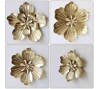 GUODDM Adornos De Pared, Flor 3D De Aleación Forjada, Artesanías De Hierro, Decoraciones De Pared Creativas, para Dormitorio, Sala De Estar Y Oficina(Gold)