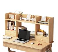 GUODDM Estante Librería De Sobremesa De Oficina - Estantería De Escritorio De 3 Niveles con Cajones, Escritorio De Computadora Simple Estantería Pequeña De Múltiples Capas(Teak,120 * 16 * 52cm)