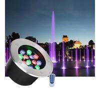 GUODDM Luces LED De Paisaje For Suelo - Luces RGB Que Cambian De Color, Foco Empotrable con Control Remoto, Foco De Jardín De Acero Inoxidable Resistente Al Agua IP68, For Jardín((AC24V) RGB,12W)