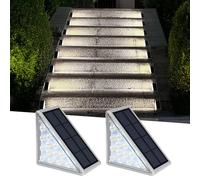 GUODDM Luces LED Solares For Escaleras De Exterior, Impermeables, Decoración Solar For Terrazas, IP65, For Patios, Jardines, Pasarelas, Puertas De Entrada(White,2PCS(0.4W-2V))