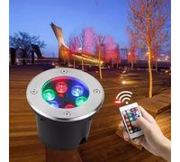 GUODDM Luz De Piso Que Cambia De Color RGB, Luces LED Para Paisajes En El Suelo, Foco LED Empotrable De Piso Con Brillo Ajustable Y Resistente Al Agua IP67(6W(110-220V))