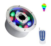 GUODDM Luz LED En Forma De Anillo Para Fuentes: Lámpara LED Sumergible Para Piscinas, Foco Subacuático LED De 12/24 V, Lámpara RGB Con Cambio De Color Y Control Remoto(18W(12v))