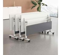 GUODDM Mesa De Conferencias Plegable con Separador De Privacidad, Rectangular, Modular, Móvil, para Reuniones Y Formación, con Ruedas Silenciosas(4PCS,140 * 60 * 75CM)