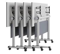 GUODDM Mesa Plegable para Sala De Conferencias con Separador De Privacidad, Rectangular, Modular, Móvil, con Ruedas Silenciosas Y Tapa Abatible para Centros De Formación(4PCS,140 * 55 * 75CM)