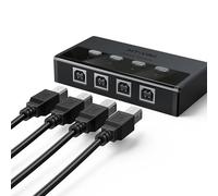 GUODDM Sincronizador USB De 2/4 Puertos, Conmutador KVM para Compartir Varios Ordenadores, Sincronizador De Ratón Y Teclado, Controlador De Juegos para Varios PC(4 Ports)